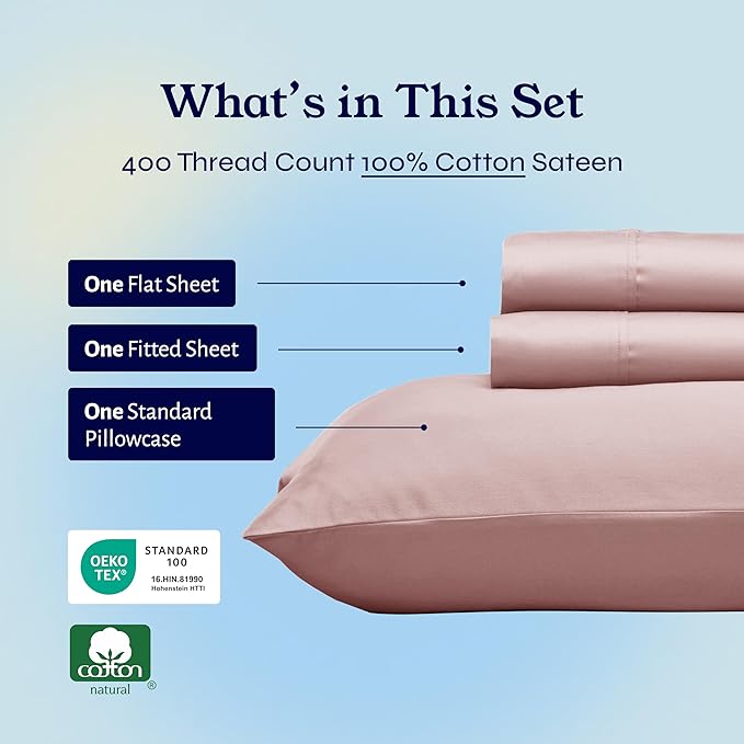 100% Cotton Bed Sheet Set - Twin XL - 3 Piece