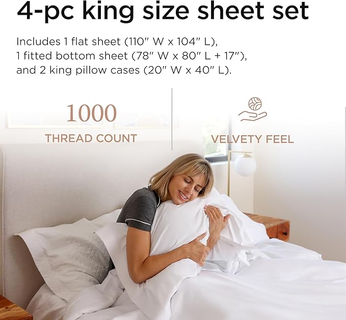 Bed Sheet Set - King - 17 in Deep Pocket - 4 Piece