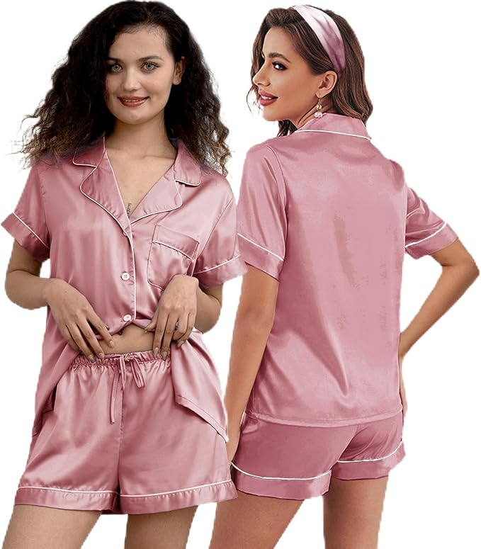 Satin Shorts Pajama Set - 3 Piece