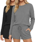 Women's Shorts Pajama Set - Long Sleeve - 2 Pack - 2 Piece
