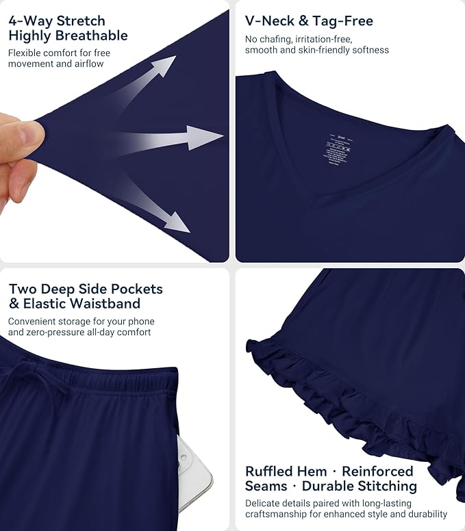 Bamboo Cooling Shorts Pajama Set - Short Sleeve - 2 Piece