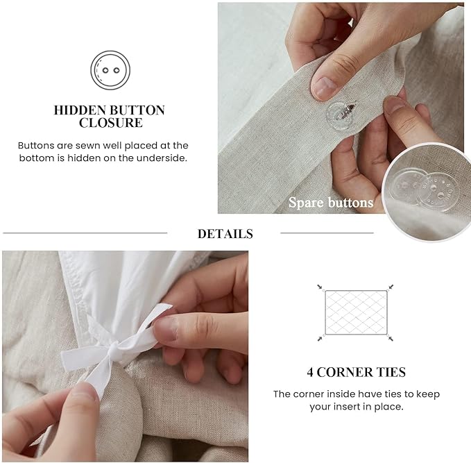 Linen Duvet Cover Set - Queen - 3 Piece