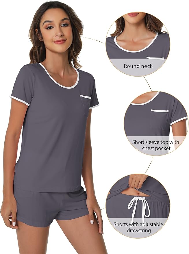 Women's Bamboo Cooling Pajama Set - Short Sleeve - 2 Piece