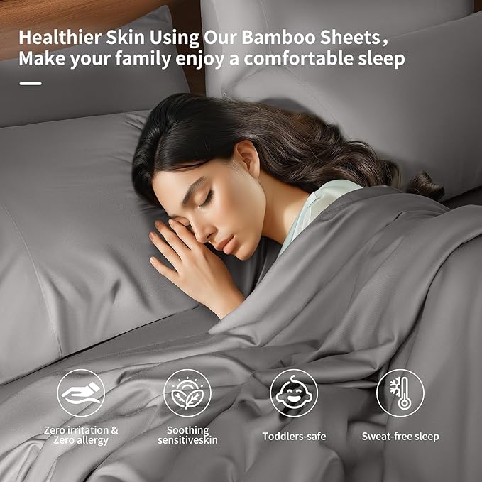 Bamboo Cooling Bed Sheet Set - King - 6 Piece