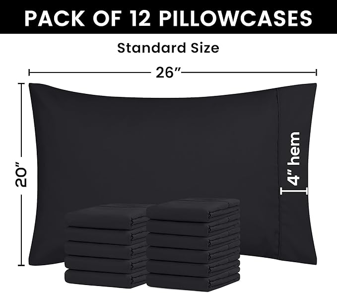 Microfiber Pillowcase - Standard - 20 x 26 in - 12 Pack