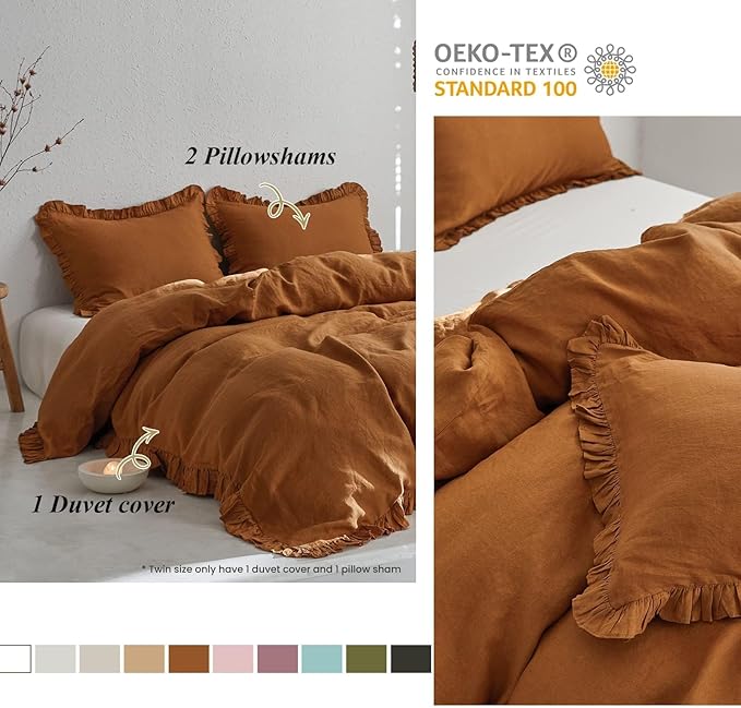 Linen Duvet Cover Set - Queen - 3 Piece