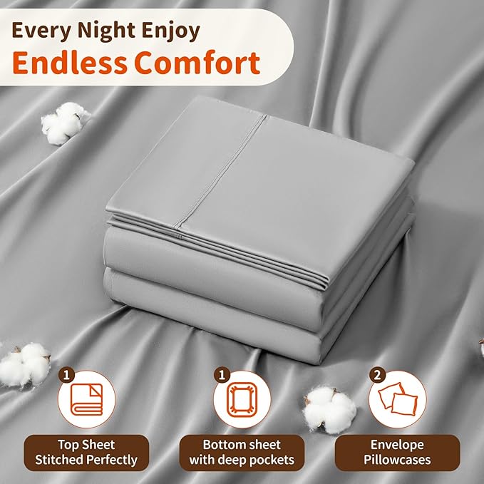 Bed Sheet Set - Full - 16 in Deep Pocket - 4 Piece