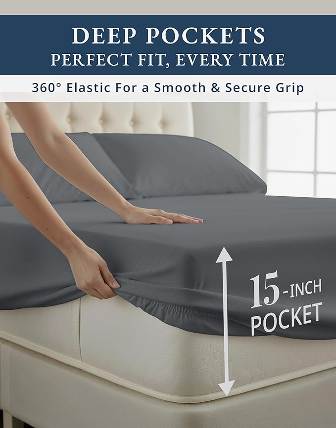 Bed Sheet Set - King - 15 in Deep Pocket