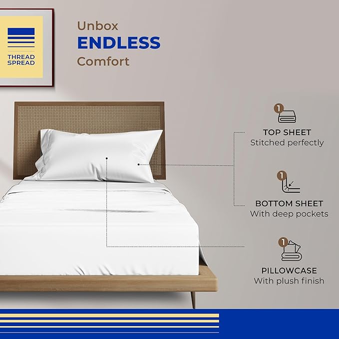 Cooling Bed Sheet Set - Twin - 16 in Deep Pocket - 3 Piece