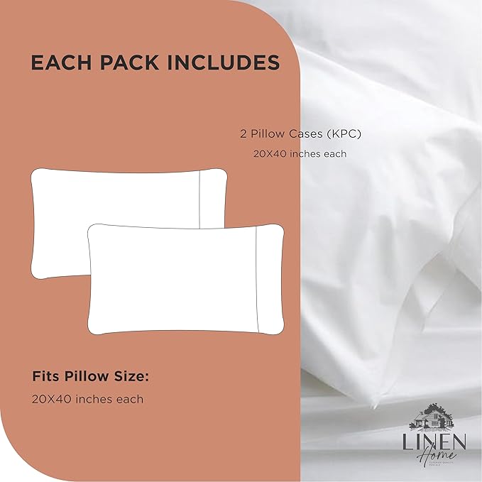 100% Cotton Pillowcase Set - King - 2 Piece