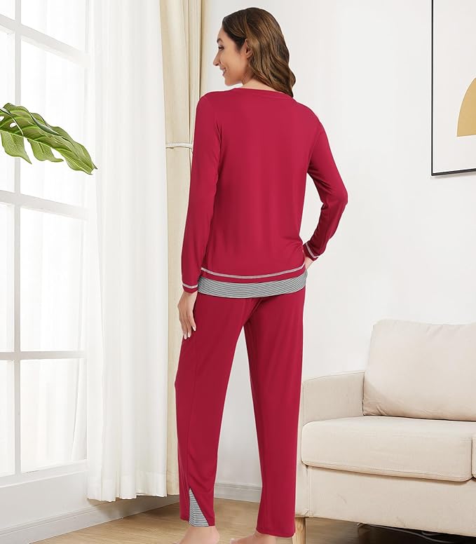 Women's Bamboo Pants Pajama Set - Long Sleeve - 2 Piece