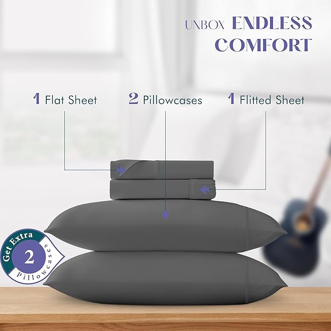 Linen Cooling Bed Sheet Set - Queen - 17 in Deep Pocket - 4 Piece
