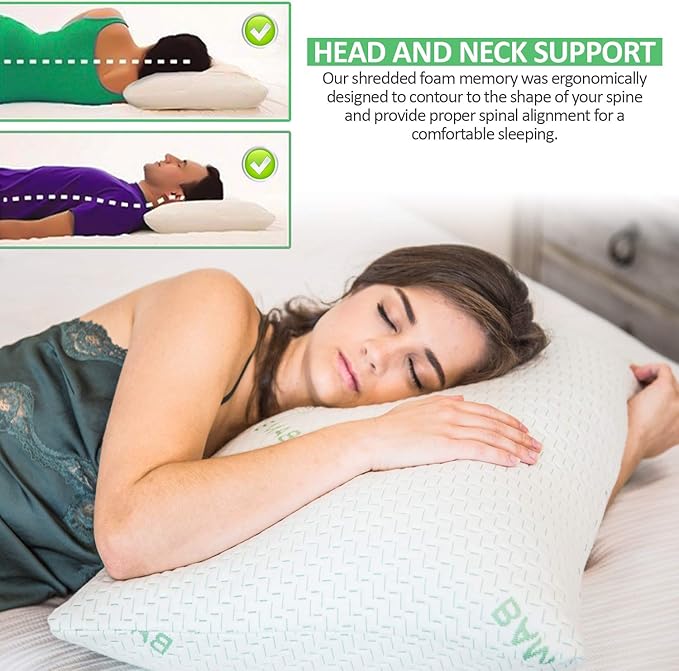 Bamboo Cooling Bed Pillow - Queen - 2 Pack