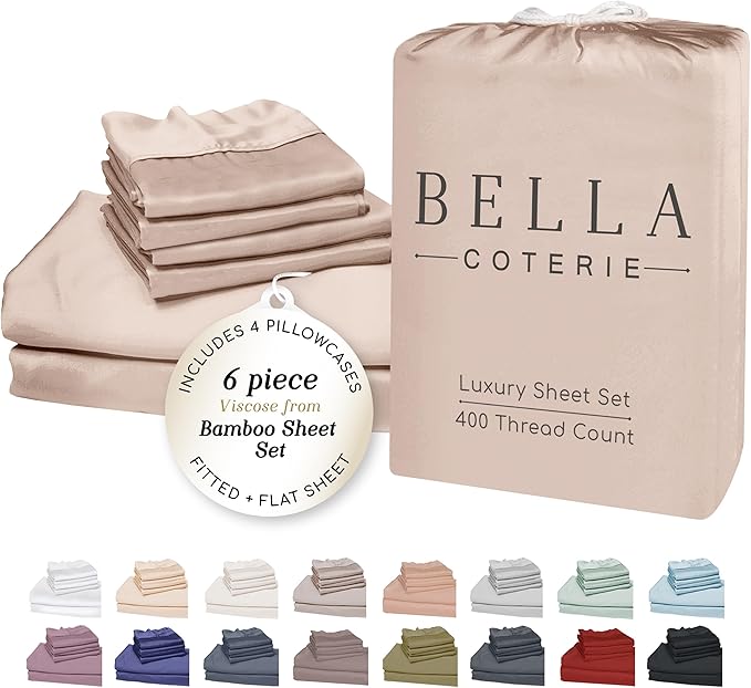 Bamboo Cooling Bed Sheet Set - King - 6 Piece