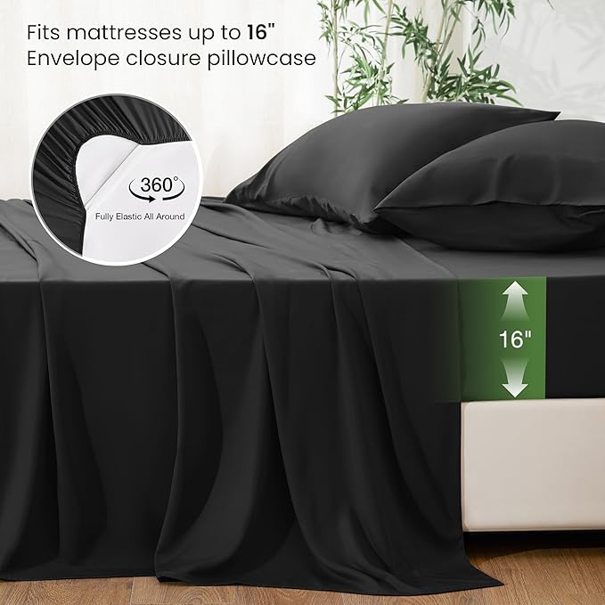 Bamboo Cooling Bed Sheet Set - California King - 4 Piece
