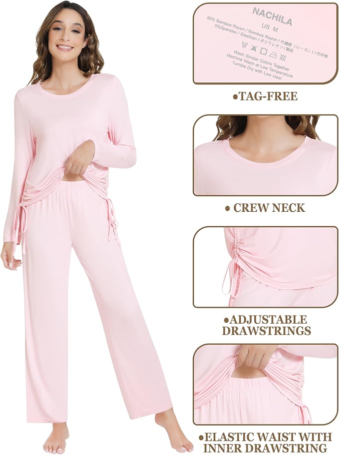 Women's Bamboo Pants Pajama Set - Long Sleeve - 2 Piece