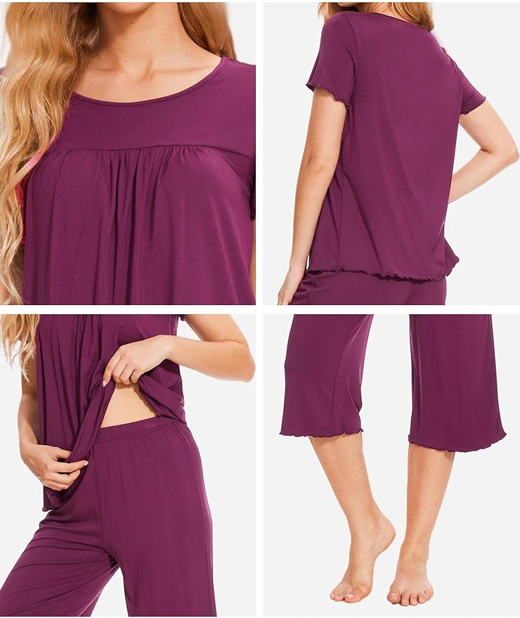 Bamboo Capri Pajama Set - Short Sleeve - 2 Piece