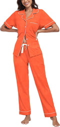 Women's 100% Cotton Pants Pajama Set - Short Sleeve - 2 Piece