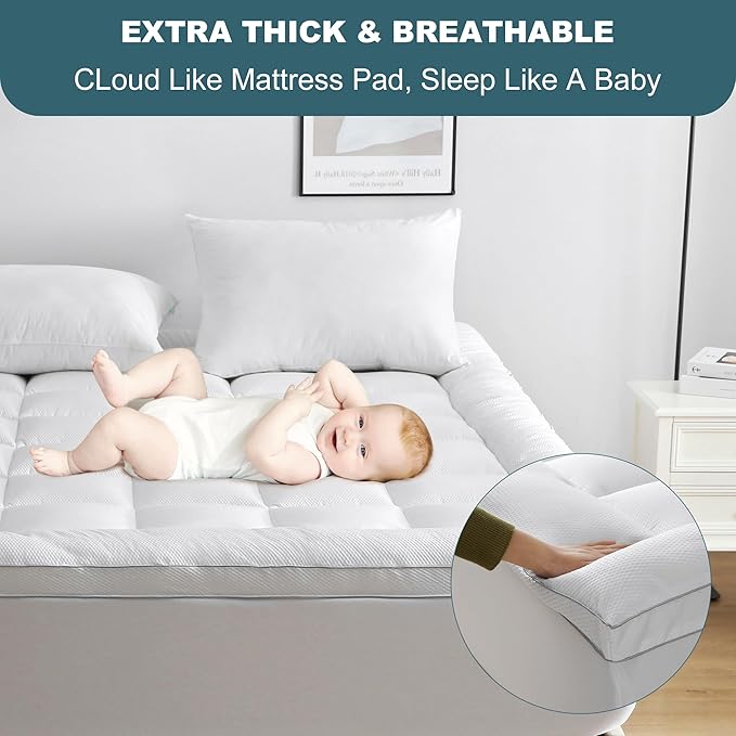 Down Alternative Cooling Mattress Pad - King - 22 in Deep Pocket