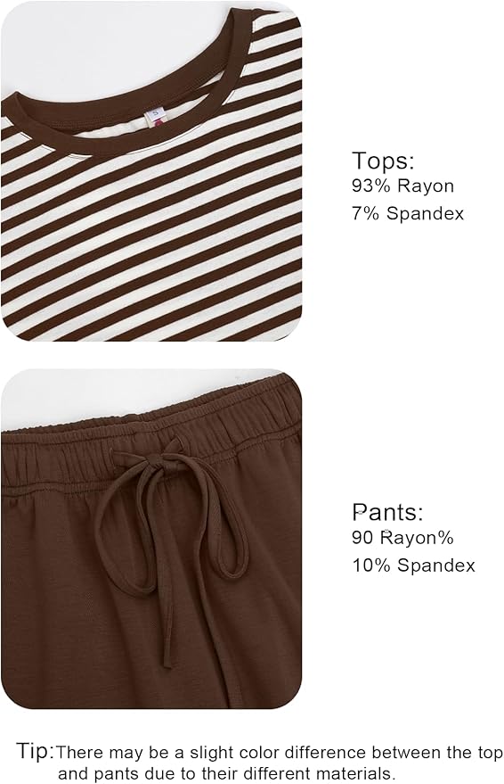 Women's Loungewear Set - Short Sleeve - Pants - 2 Piece