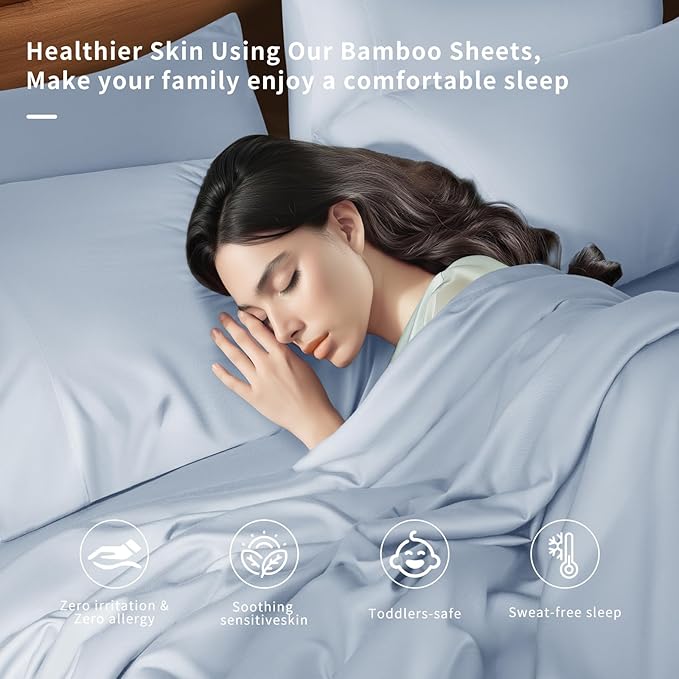 Bamboo Cooling Bed Sheet Set - Queen - 6 Piece