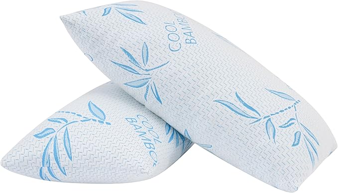 Memory Foam Cooling Bed Pillow - King - 2 Pack