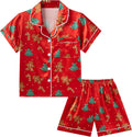 Satin Pajama Set - Short Sleeve - 2 Piece