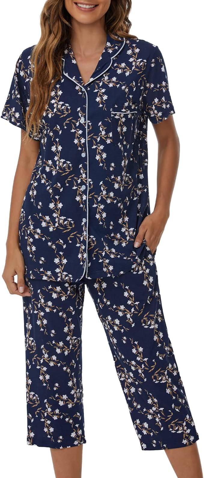 Capri Pajama Set - Short Sleeve - 2 Piece