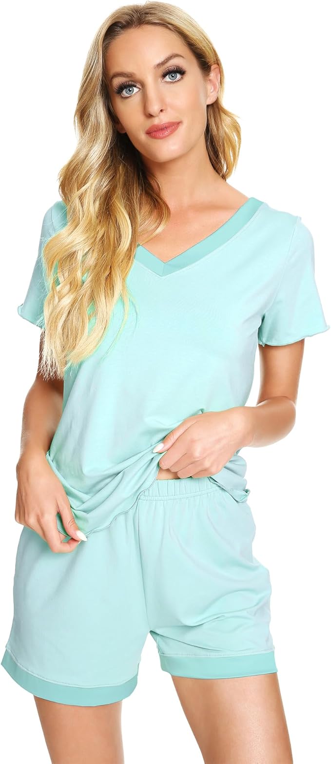 Women's Bamboo Cooling Pajama Set - Short Sleeve - 2 Piece