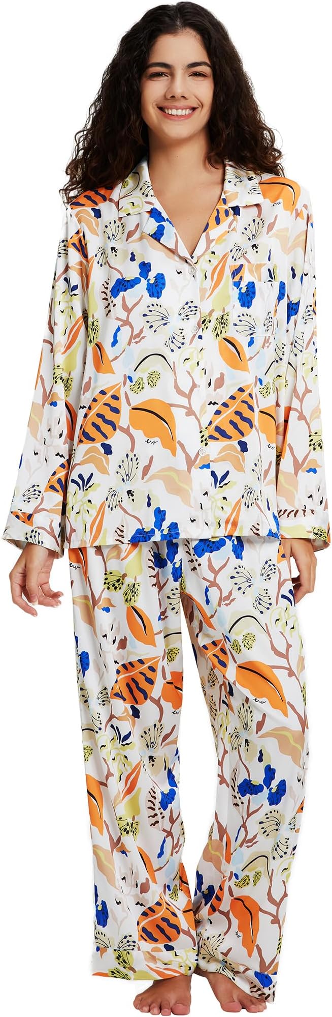 Satin Pajama Set - Long Sleeve - 2 Piece