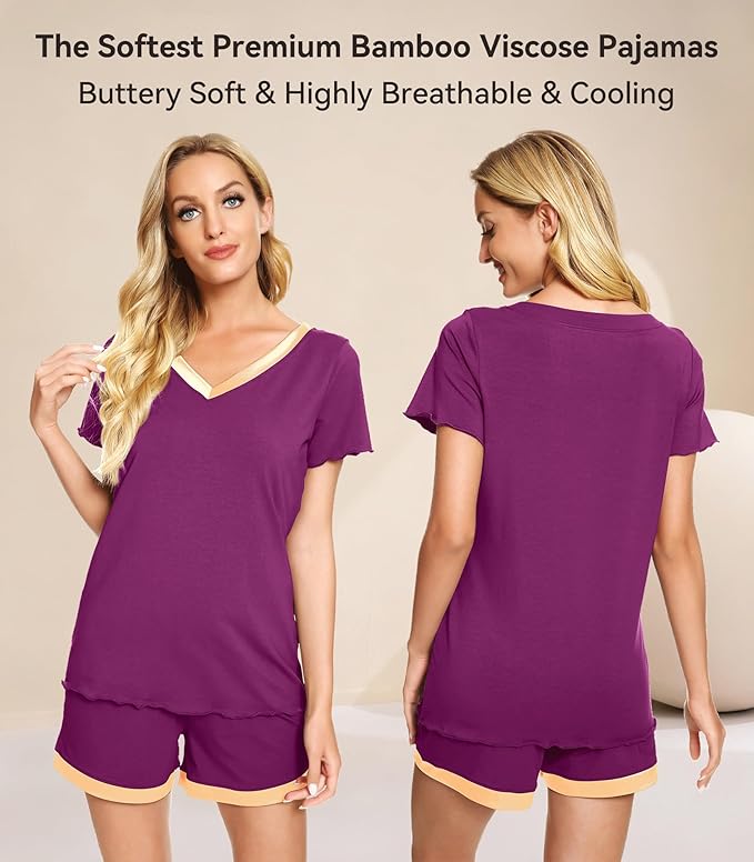 Women's Bamboo Cooling Pajama Set - Short Sleeve - 2 Piece