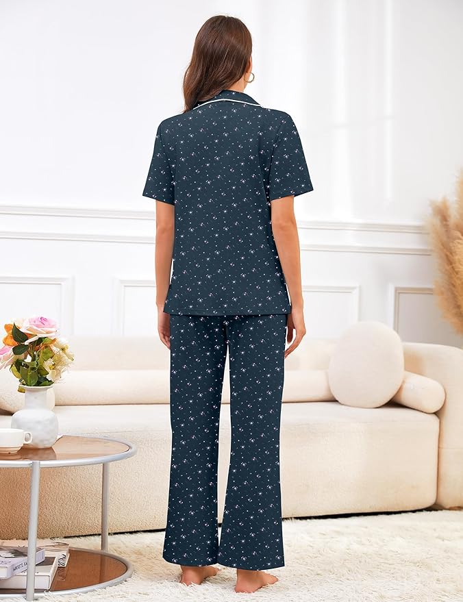 Women's 100% Cotton Pajama Set - Short Sleeve - 2 Piece