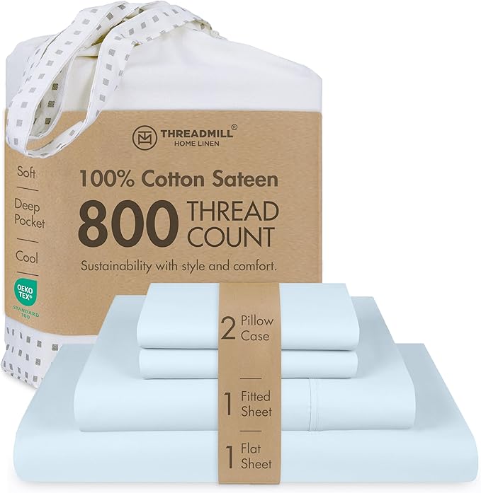 100% Cotton Bed Sheet Set - California King - 16 in Deep Pocket - 4 Piece