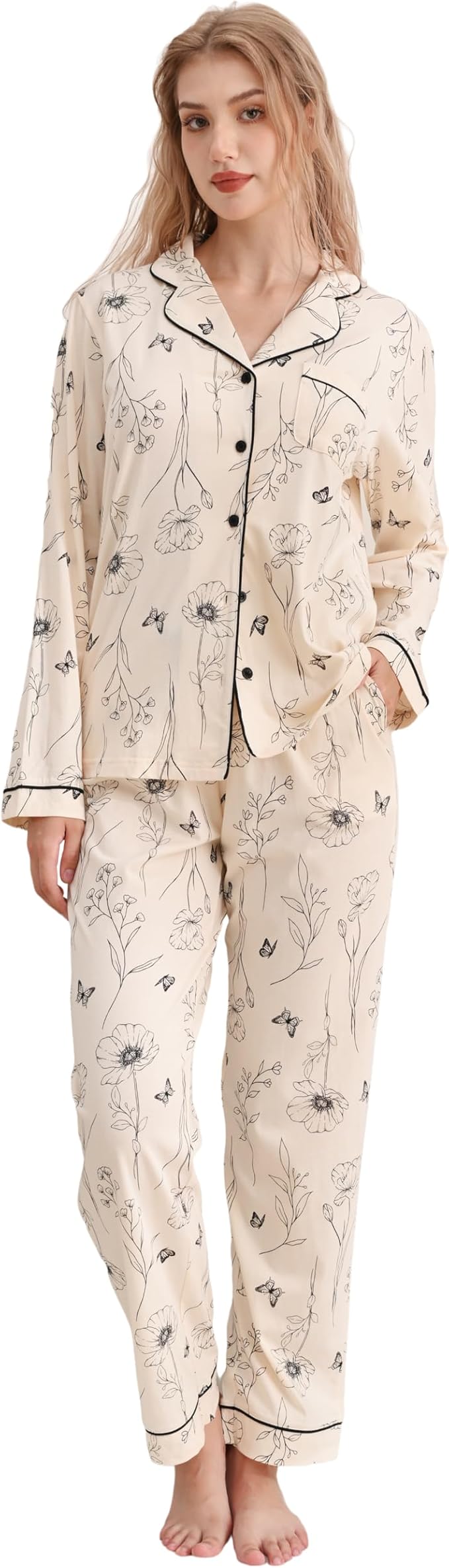 Women's 100% Cotton Pajama Set - Long Sleeve