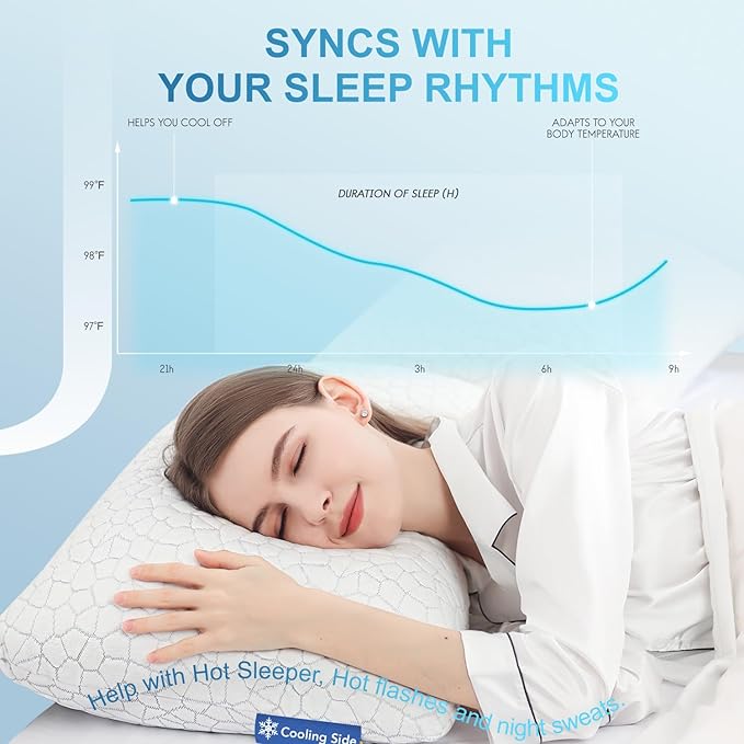Memory Foam Cooling Bed Pillow - King - 2 Pack