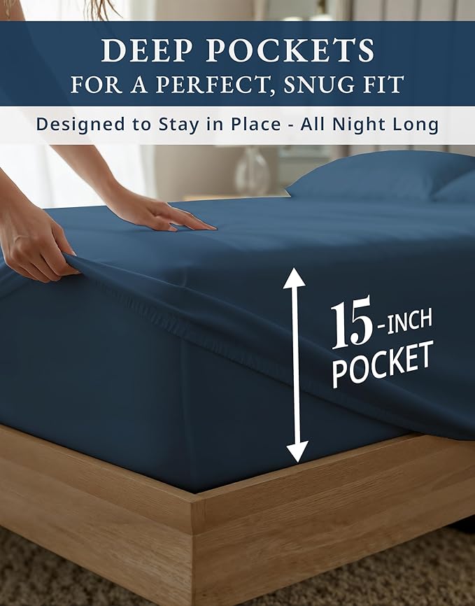 Linen Bed Sheet Set - King - 15 in Deep Pocket