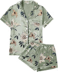 Satin Pajama Set - Short Sleeve - 4 Piece