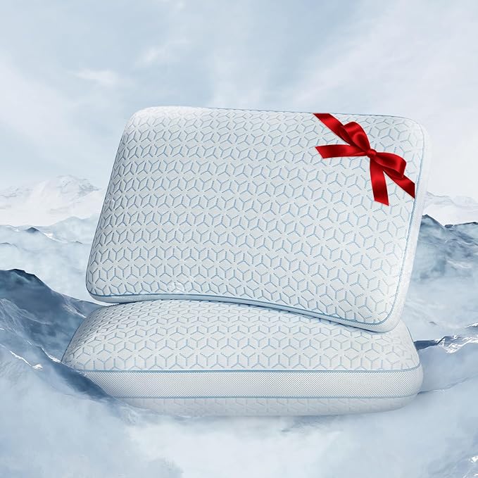 Memory Foam Cooling Bed Pillow - Queen - 2 Piece