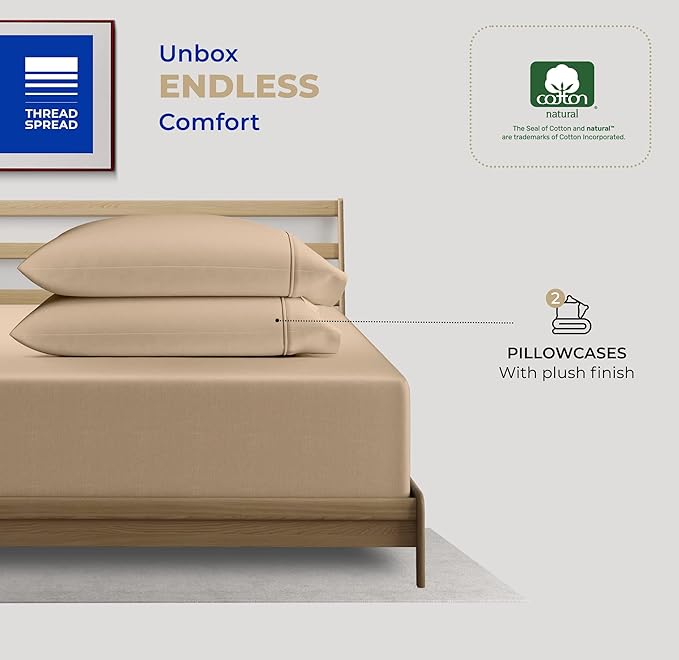 100% Cotton Pillowcase Set - King - 2 Piece