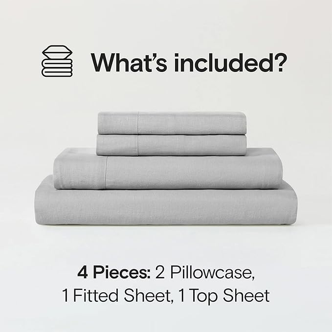 Linen Cooling Bed Sheet Set - King - 4 Piece