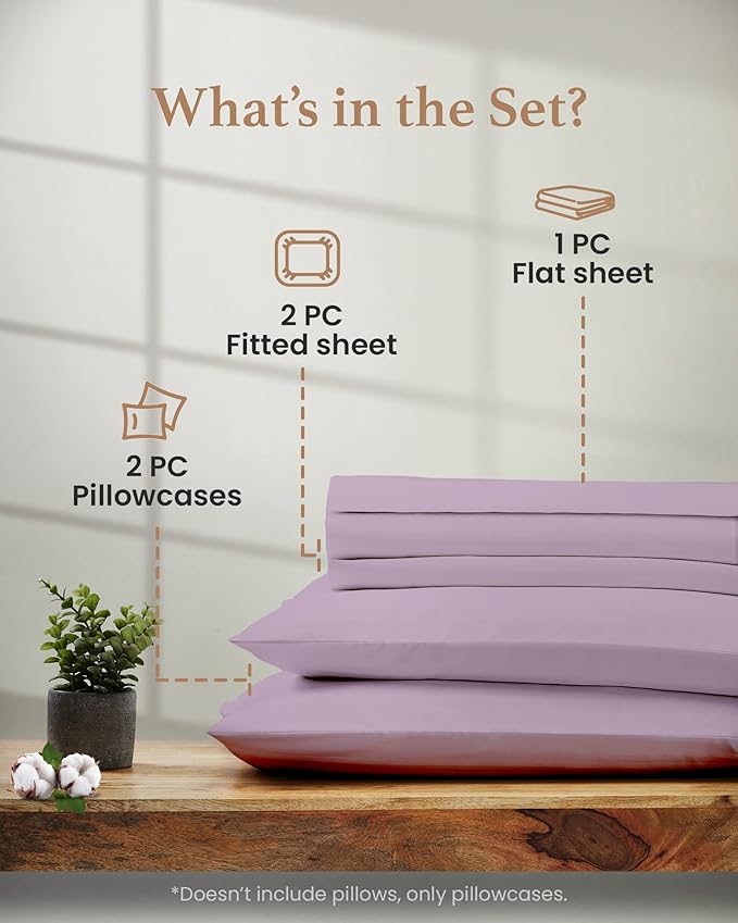 100% Cotton Bed Sheet Set - Split King - 16 in Deep Pocket - 5 Piece