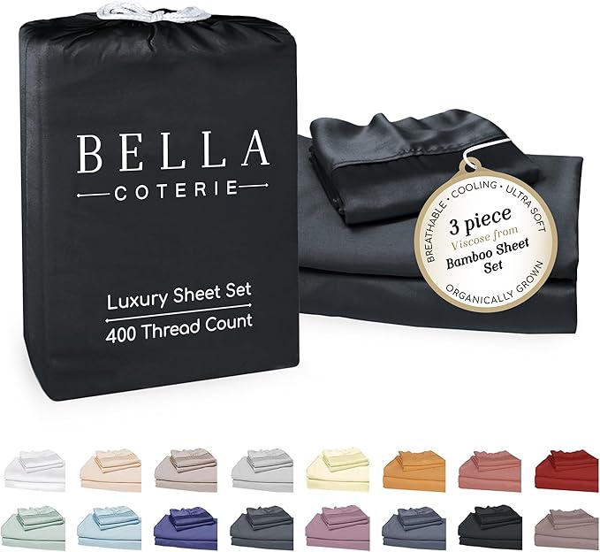 Bamboo Cooling Bed Sheet Set - Twin - 18 in Deep Pocket