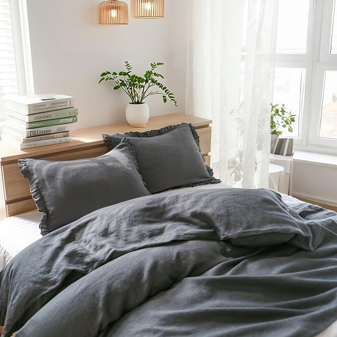Linen Duvet Cover Set - Queen - 3 Piece
