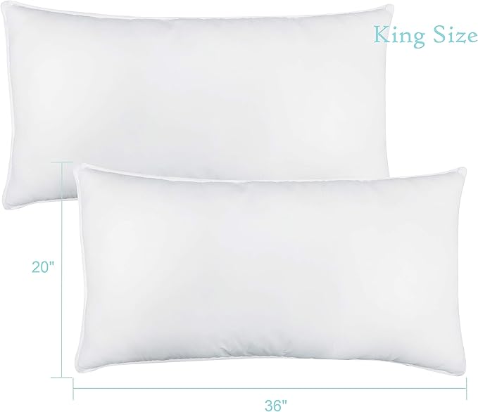 Down Alternative Cooling Bed Pillow - King - 20 x 36 in - 2 Piece