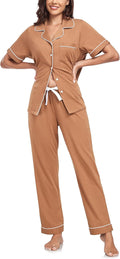 Women's 100% Cotton Pants Pajama Set - Short Sleeve - 2 Piece