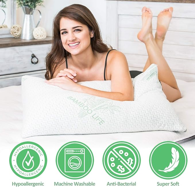 Bamboo Cooling Bed Pillow - Queen - 2 Pack