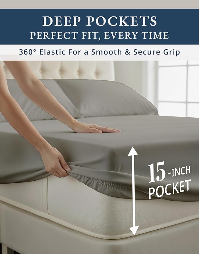 Cooling Bed Sheet Set - Queen - 15 in Deep Pocket