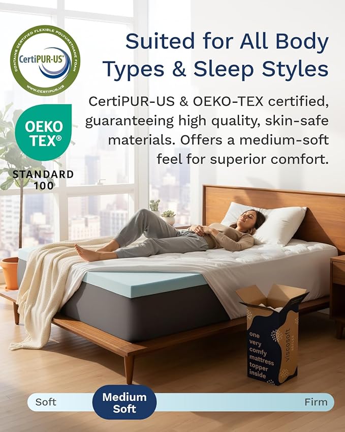 Memory Foam Cooling Mattress Topper - King