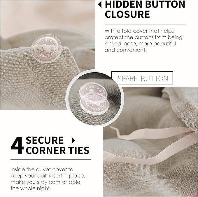 Linen Duvet Cover Set - California King - 3 Piece