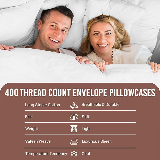 100% Cotton Pillowcase Set - King - 2 Piece